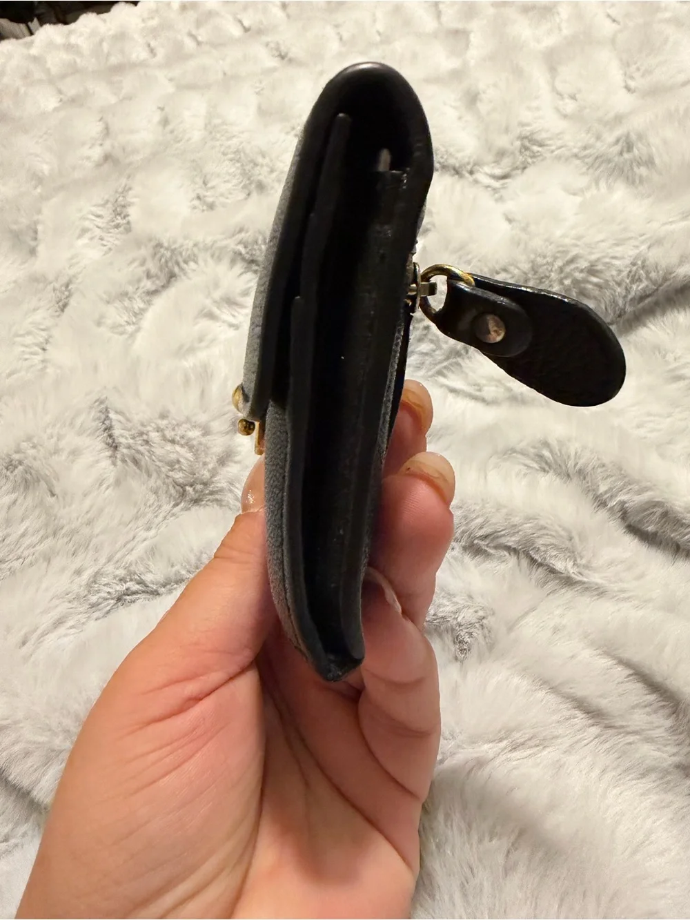 Salvatore Ferragamo Black Textured Leather Wallet with Gold Vara Accent
